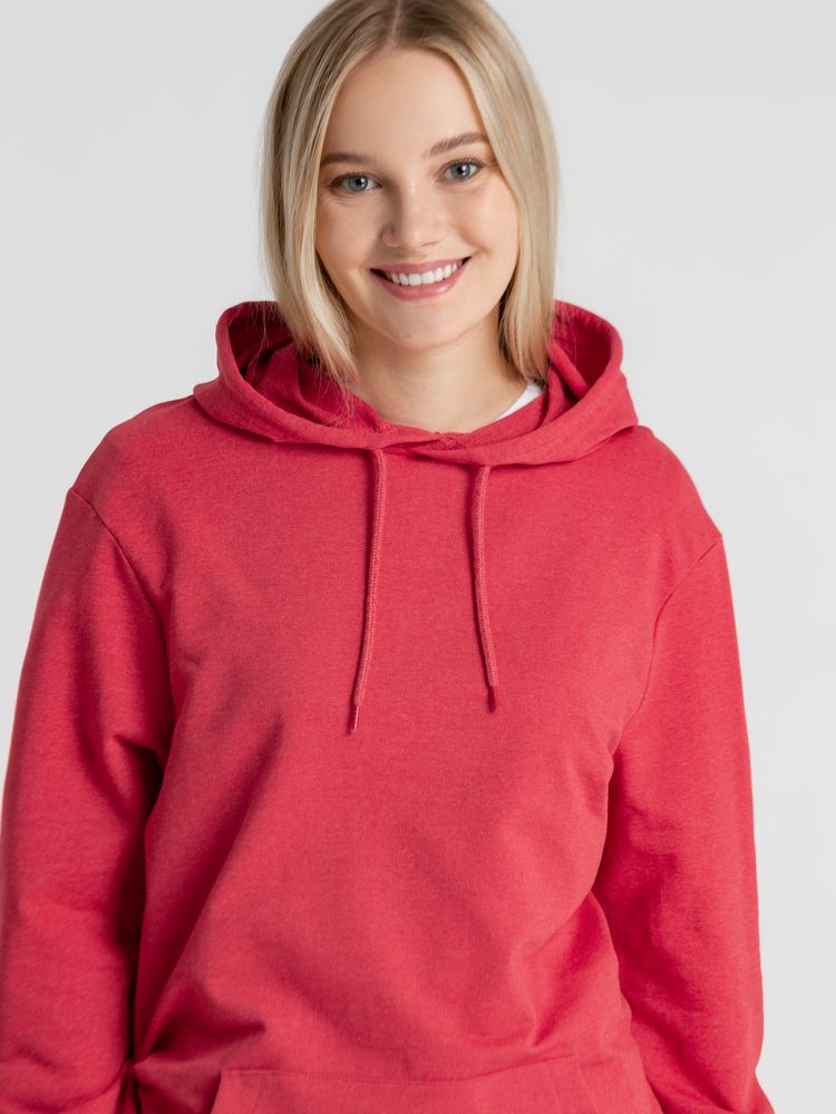 Толстовка с капюшоном унисекс Hoodie, красный меланж, размер L