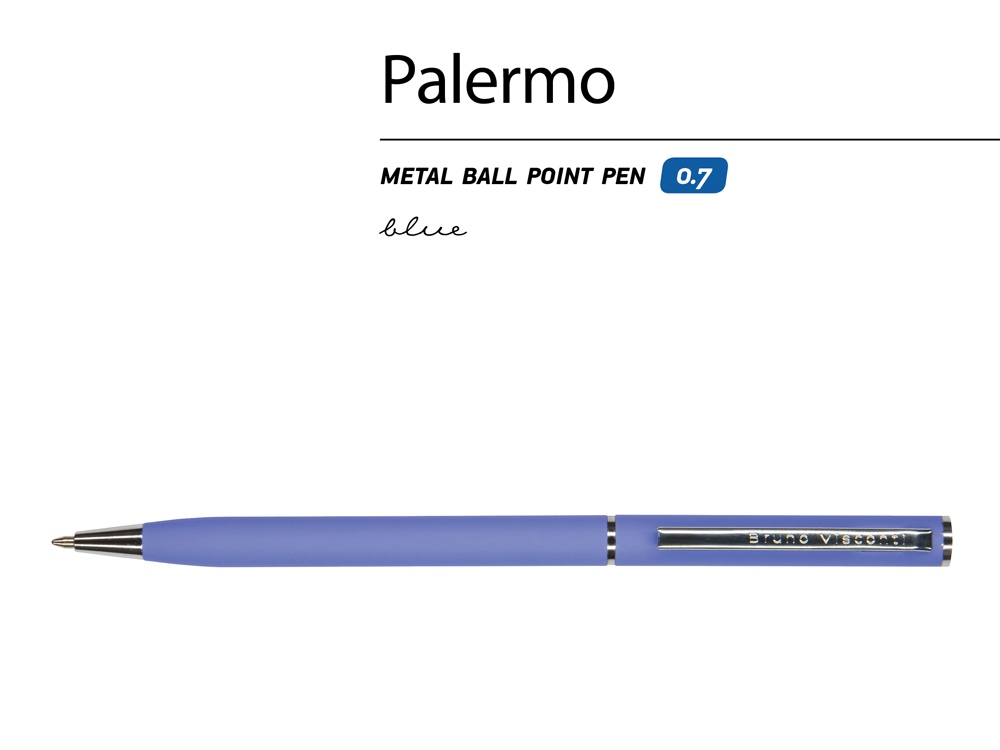 Ручка шариковая автоматическая BrunoVisconti® PALERMO цвет корпуса фиолетовый, soft-touch, 0.7 мм
