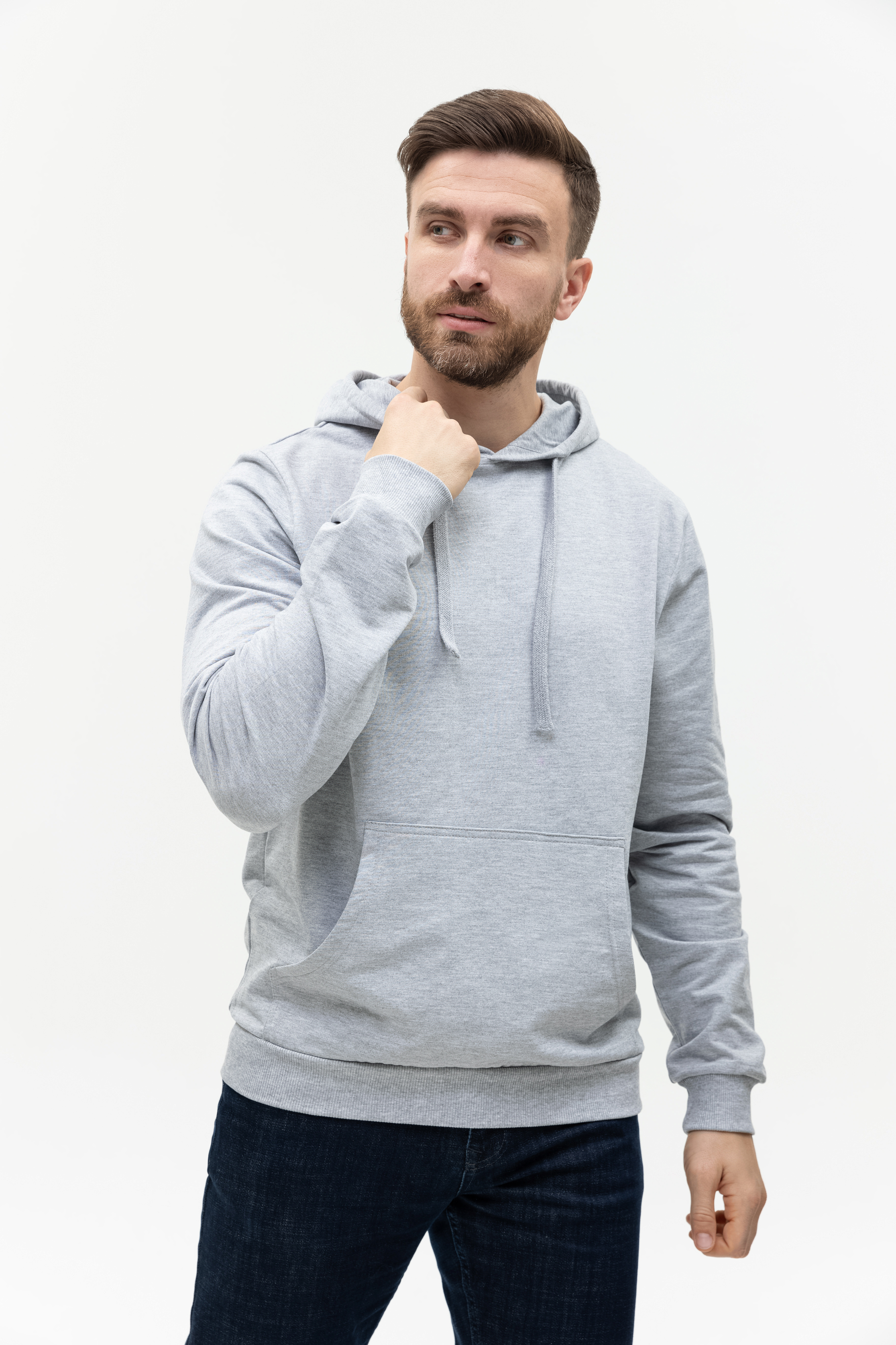 Худи унисекс STAN футер без начёса 260, 23, Серый меланж,  (50/60)  (42/XXS)