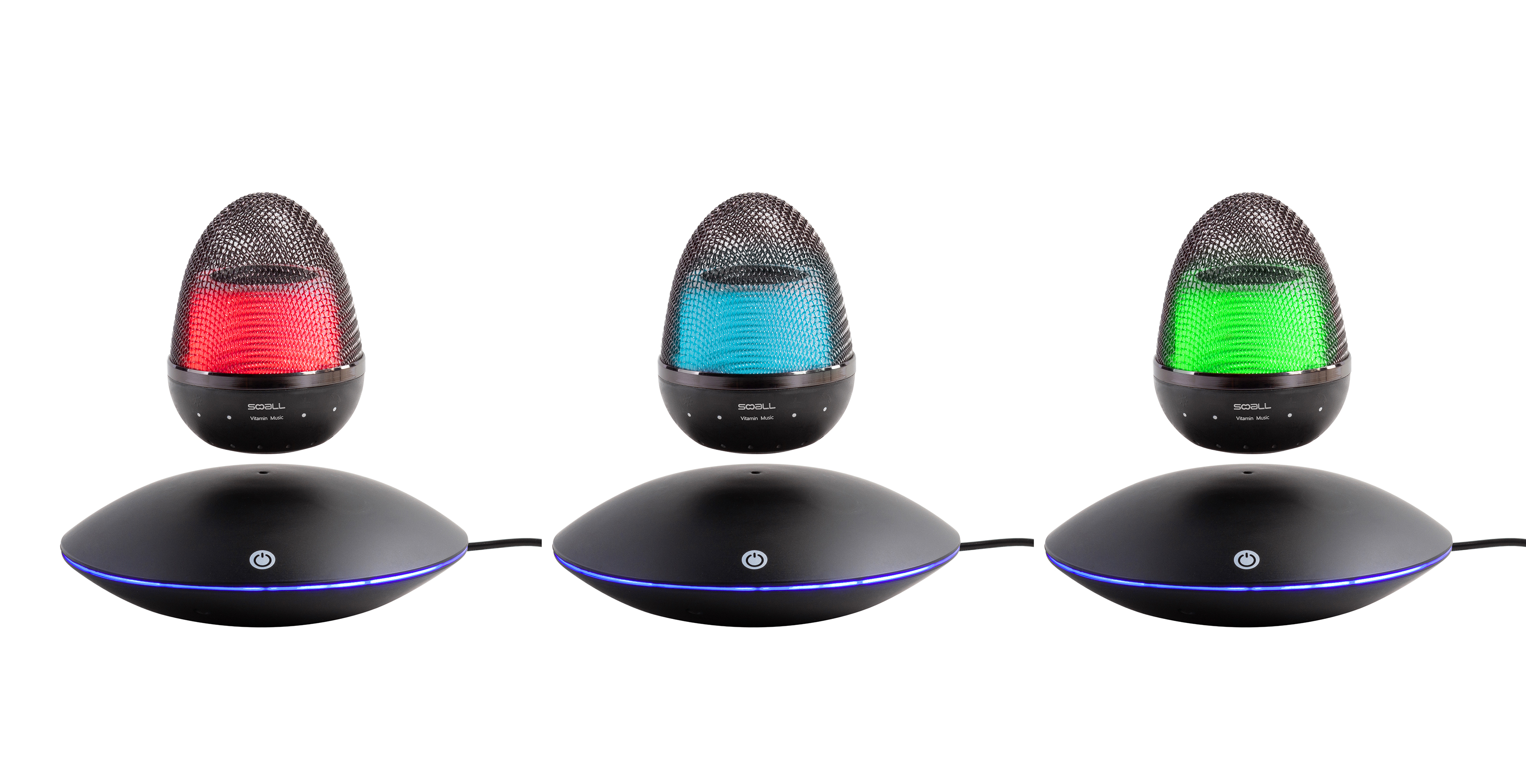 Левитирующая bluetooth колонка "Smart UFO" 3Вт с разноцветной подсветкой, черный с синим