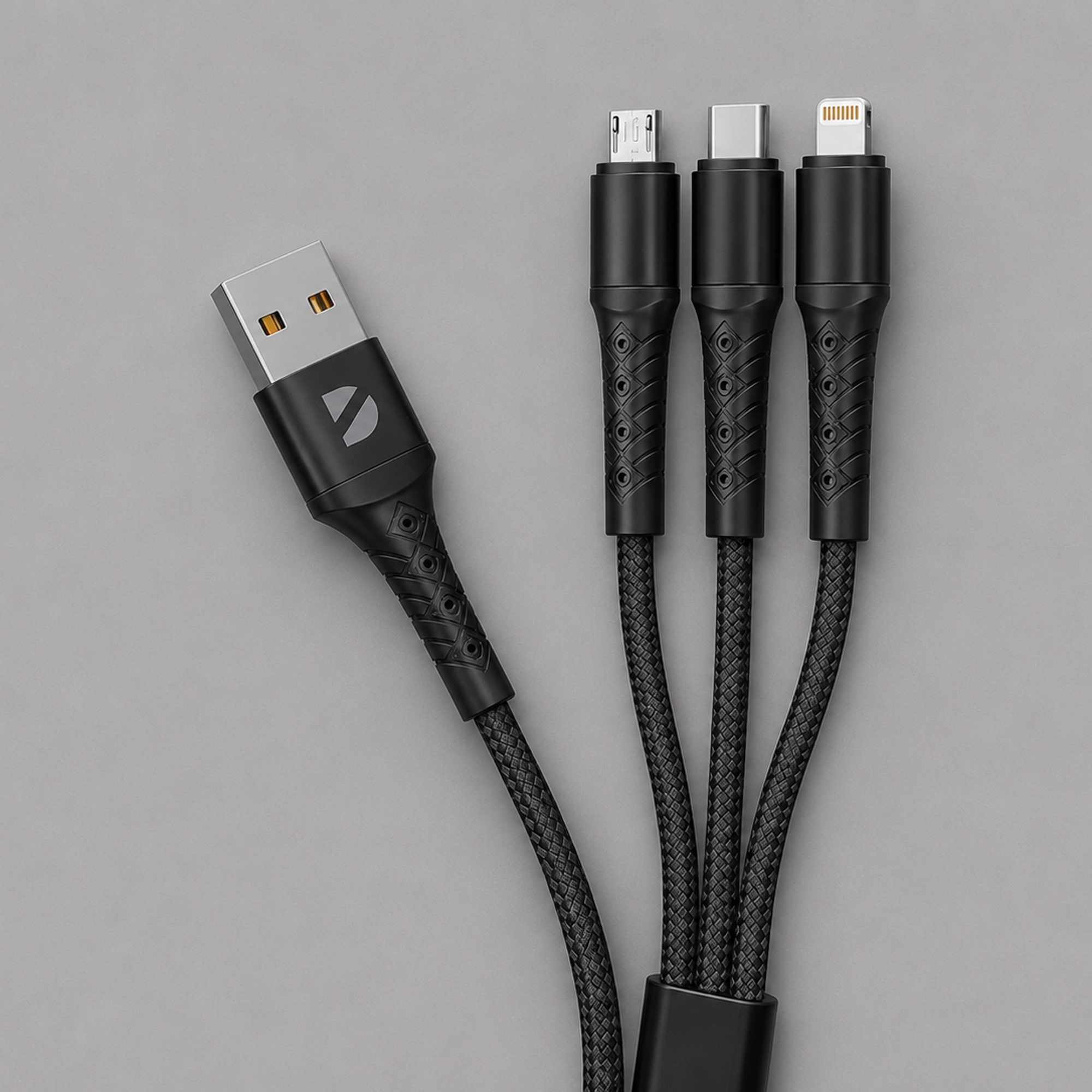 Дата-кабель Armor 3 в 1: micro USB, USB-C, Ligthning, 1.2м с логотипом Deppa | Print Logo