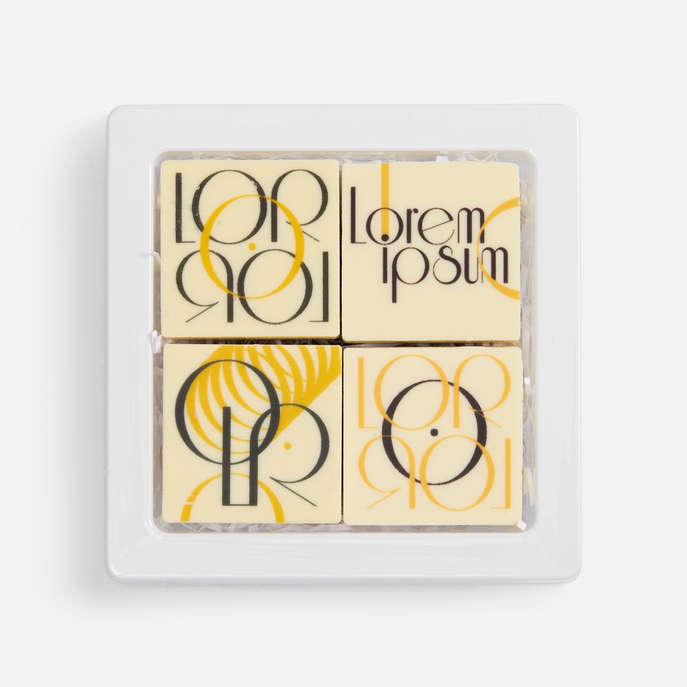 Набор из 4 печений Dream White на заказ — пример нанесения логотипа () | Print Logo