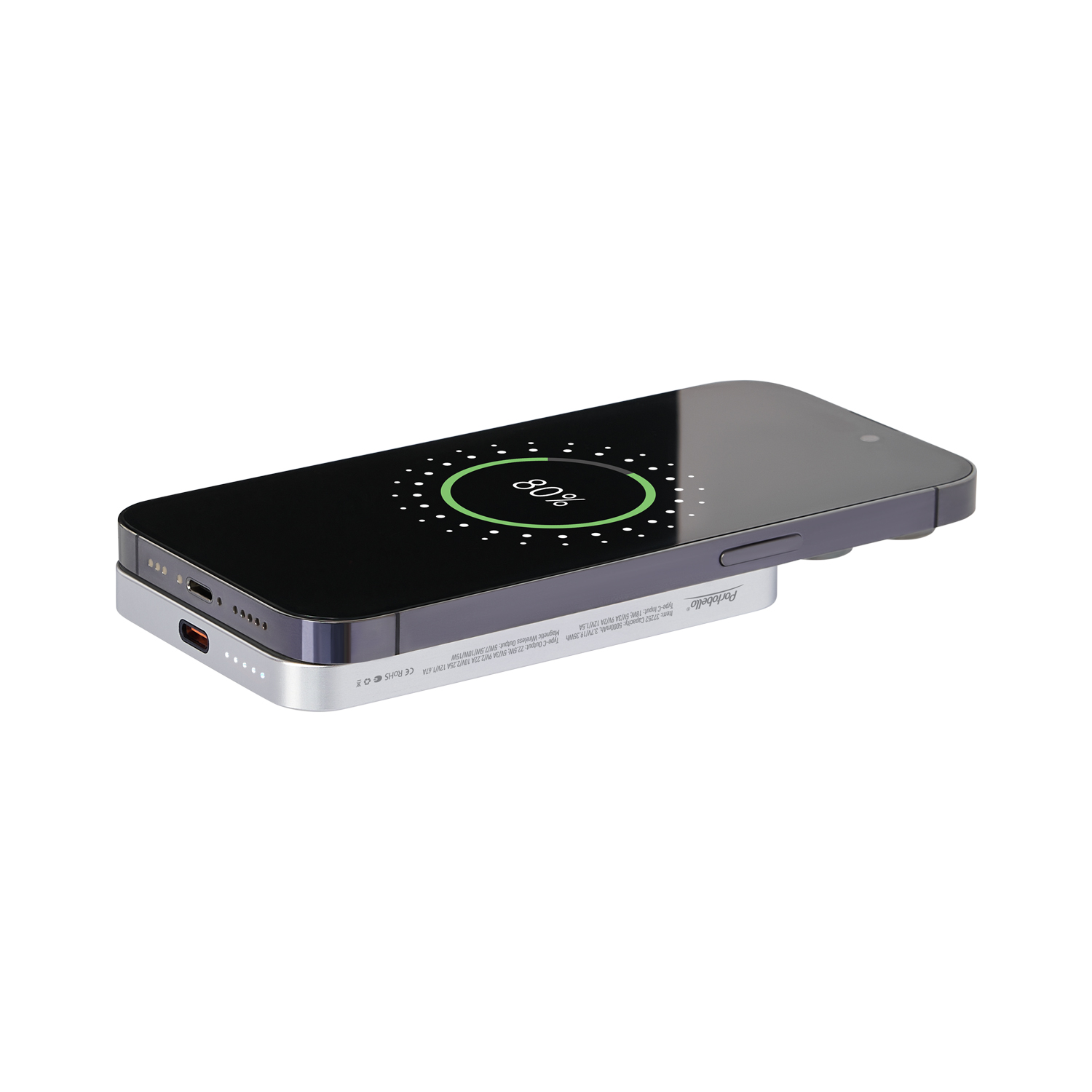 Внешний аккумулятор Артекс PD (Artex PD) 5000mAh с функцией беспроводной зарядки 15W, титановый фото на сайте Print Logo.