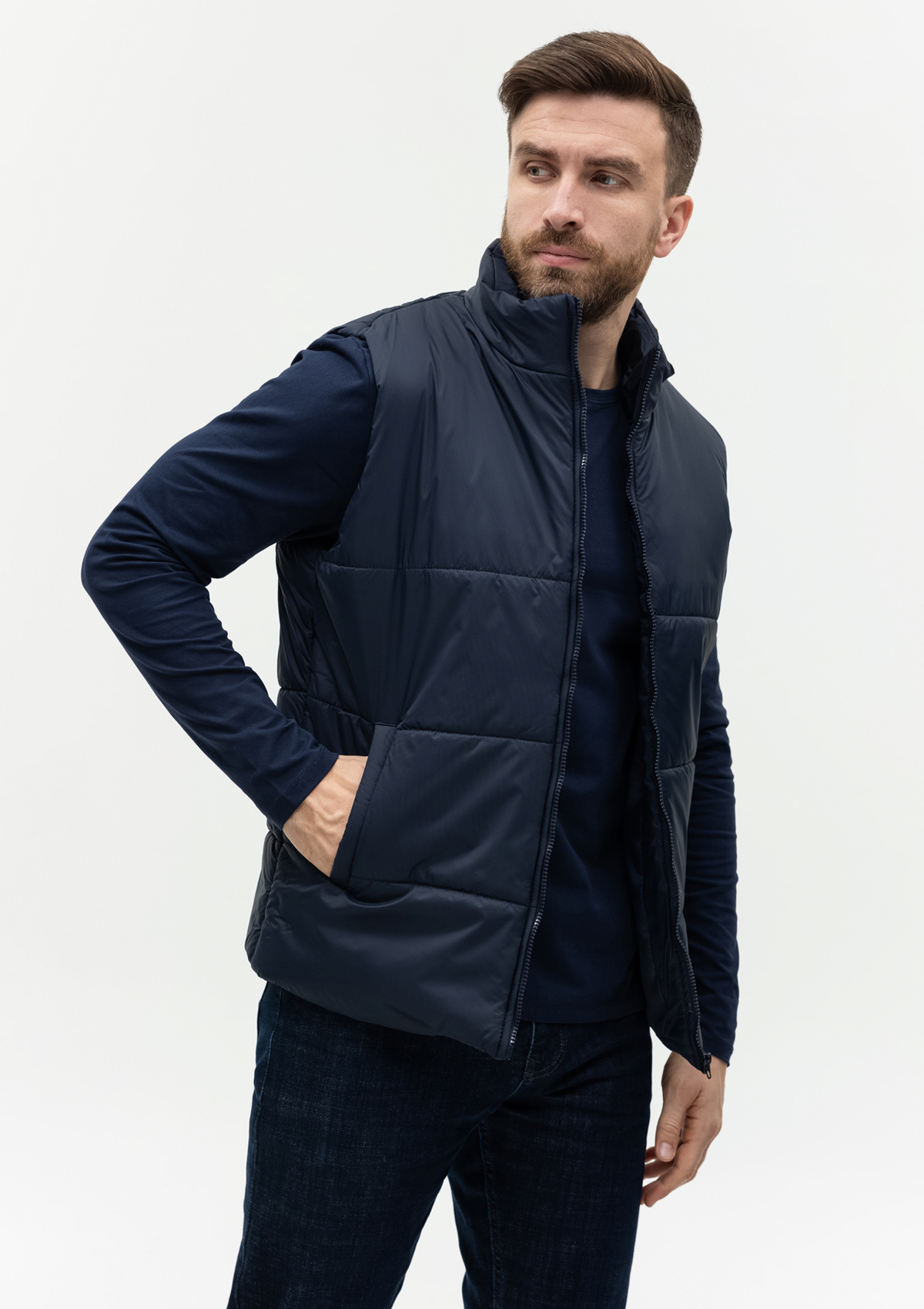 Жилет унисекс STAN утепленный таффета 210T,200, 84, Тёмно-синий,  (46)  (54/XXL)