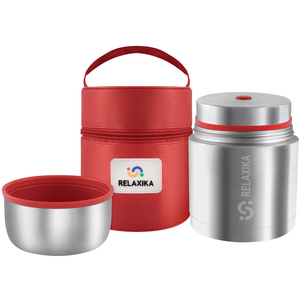 Термос для еды Relaxika 500, в чехле с логотипом Relaxika | Print Logo