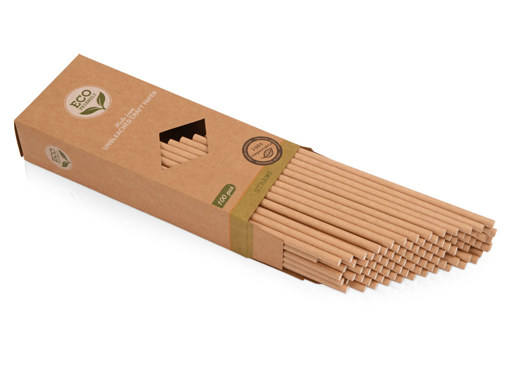 Набор крафтовых трубочек Kraft straw, 100 шт.