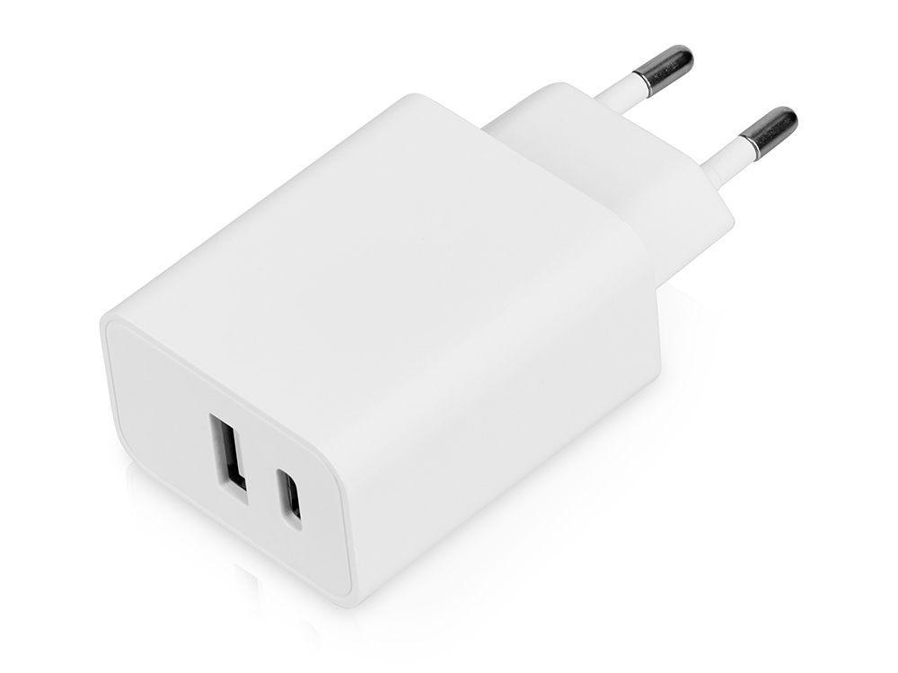 Сетевое зарядное устройство c выходами USB-A и USB-C Recharger, 10 Вт фото на сайте Print Logo.