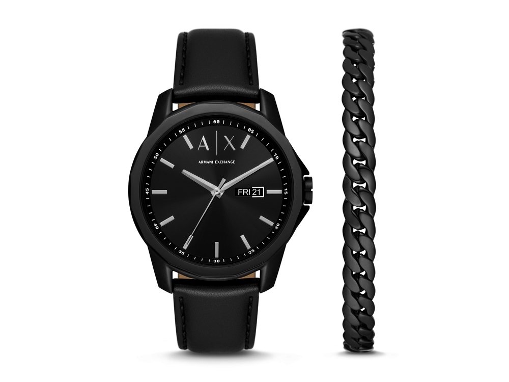 Подарочный набор: часы наручные мужские с браслетом с логотипом Armani Exchange | Print Logo