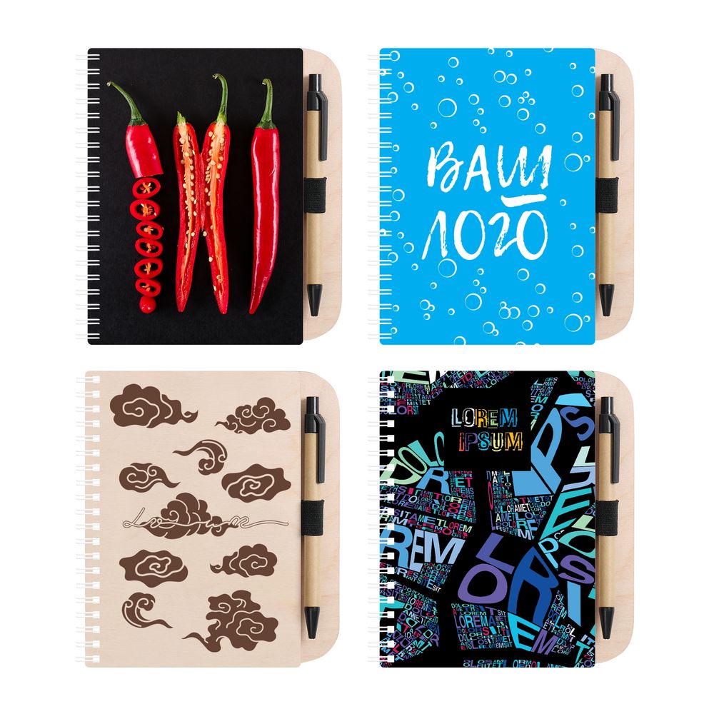 Блокнот на пружине Woodpad на заказ с логотипом  | Print Logo