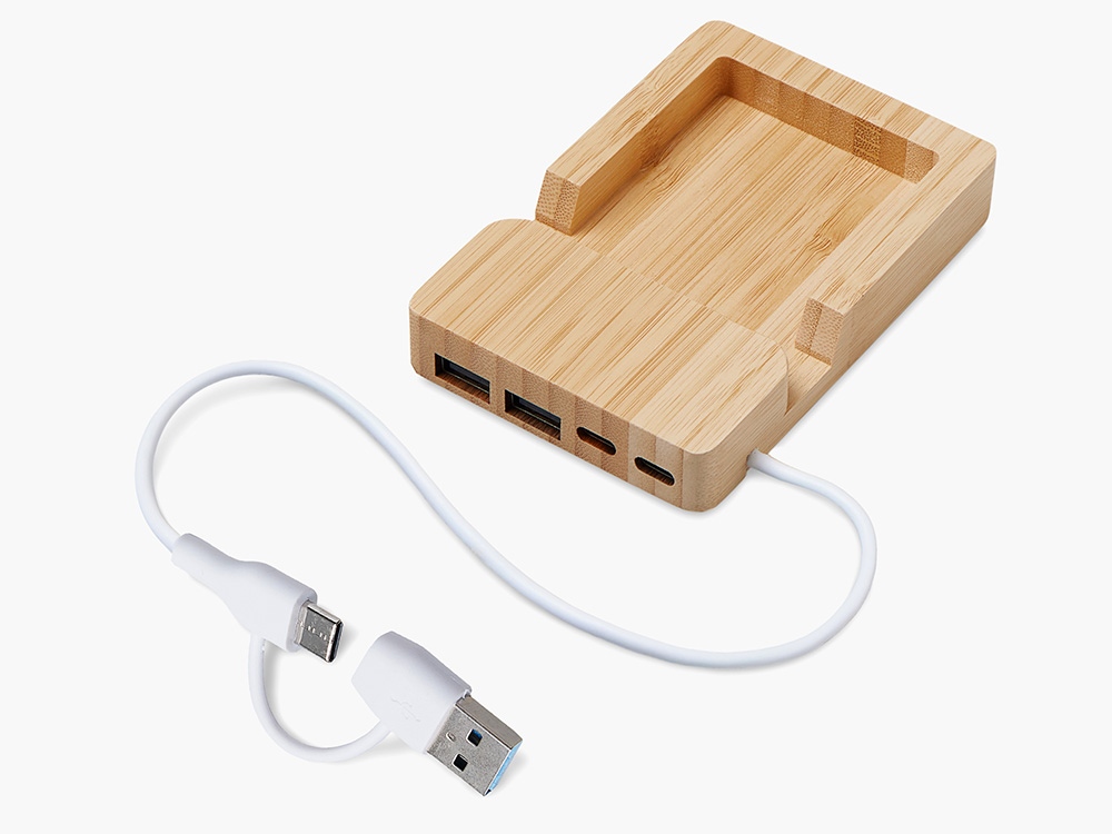 USB-хаб Memo, 2*USB, 2*Type C с логотипом  | Print Logo