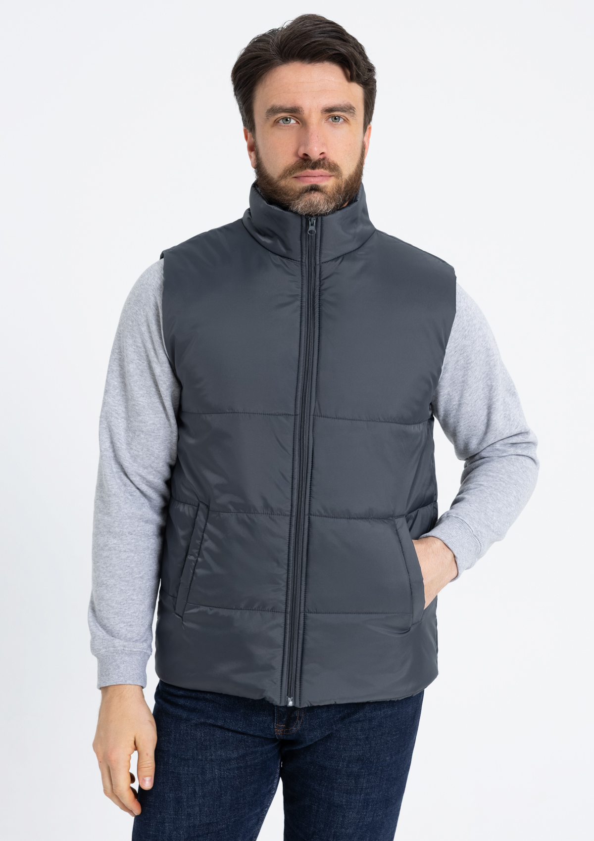 Жилет унисекс STAN утепленный таффета 210T,200, 84, Графит,  (101)  (56/XXXL)