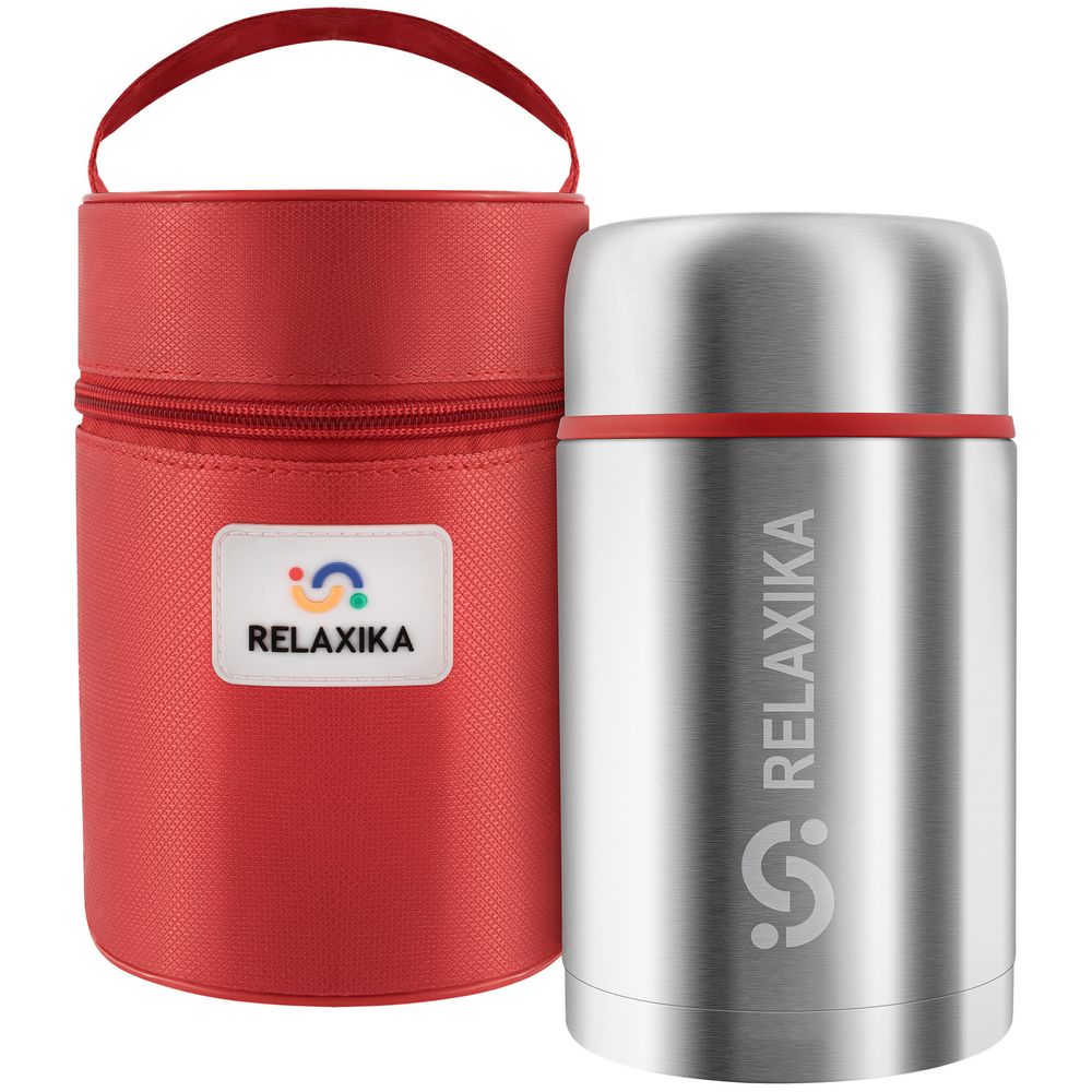 Термос для еды Relaxika 700, в чехле с логотипом Relaxika | Print Logo