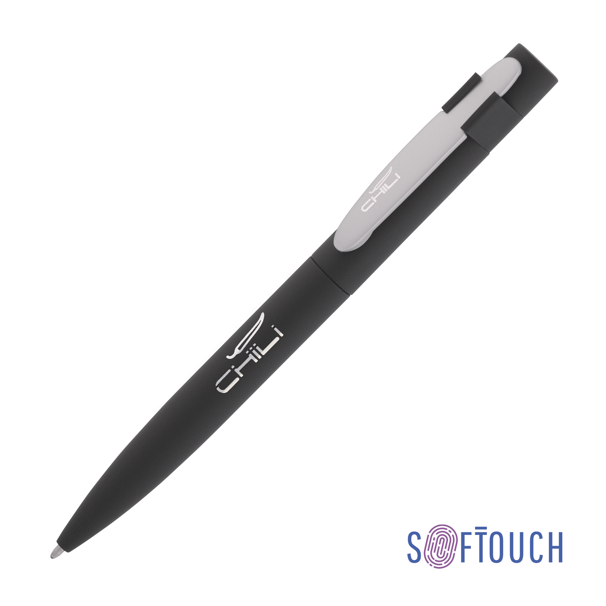 Ручка шариковая "Lip", покрытие soft touch, черный с фуксией
