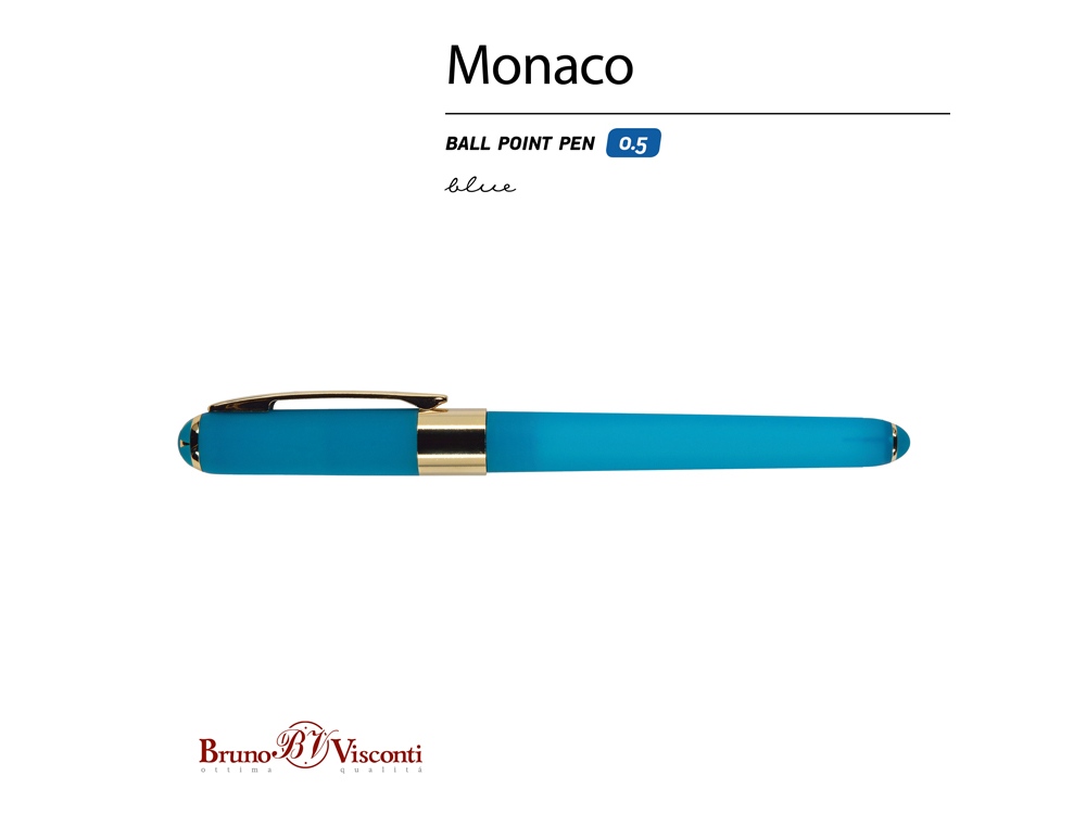 Ручка пластиковая шариковая Monaco, 0,5мм, синие чернила, бирюзовый