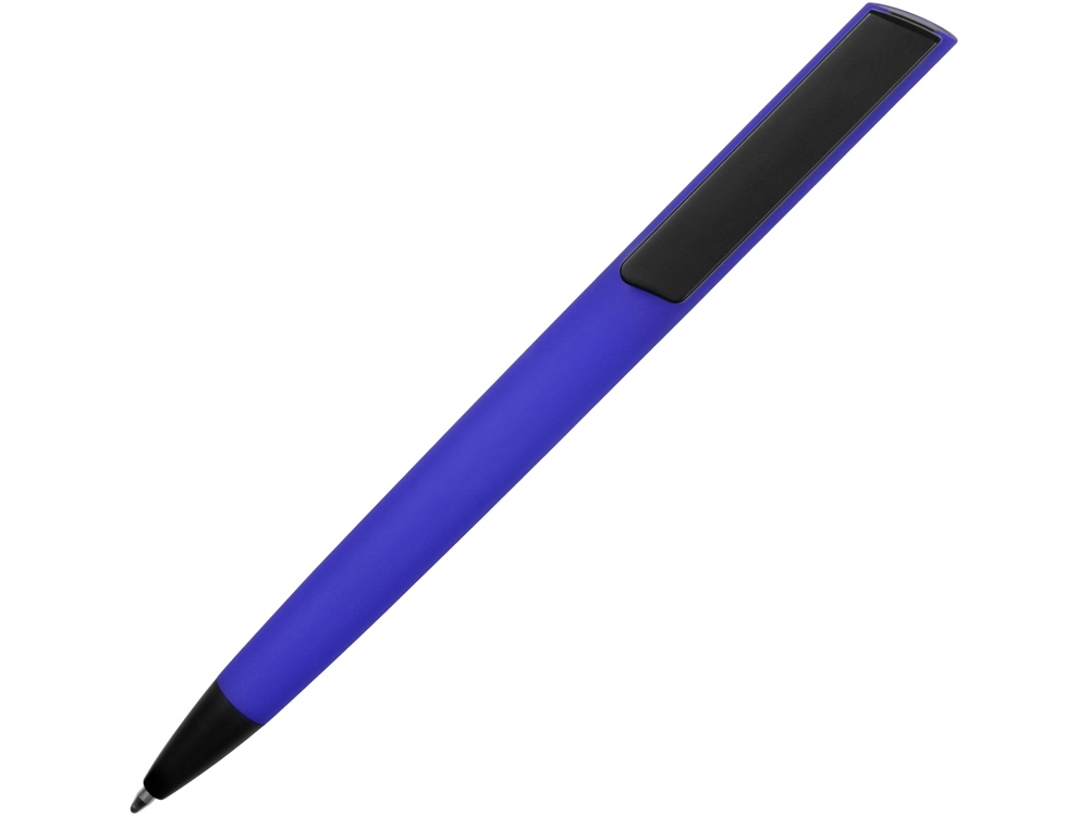Ручка пластиковая soft-touch шариковая Taper, синий/черный