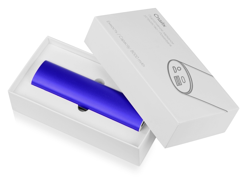 Портативное зарядное устройство Спайк, 8000 mAh, синий