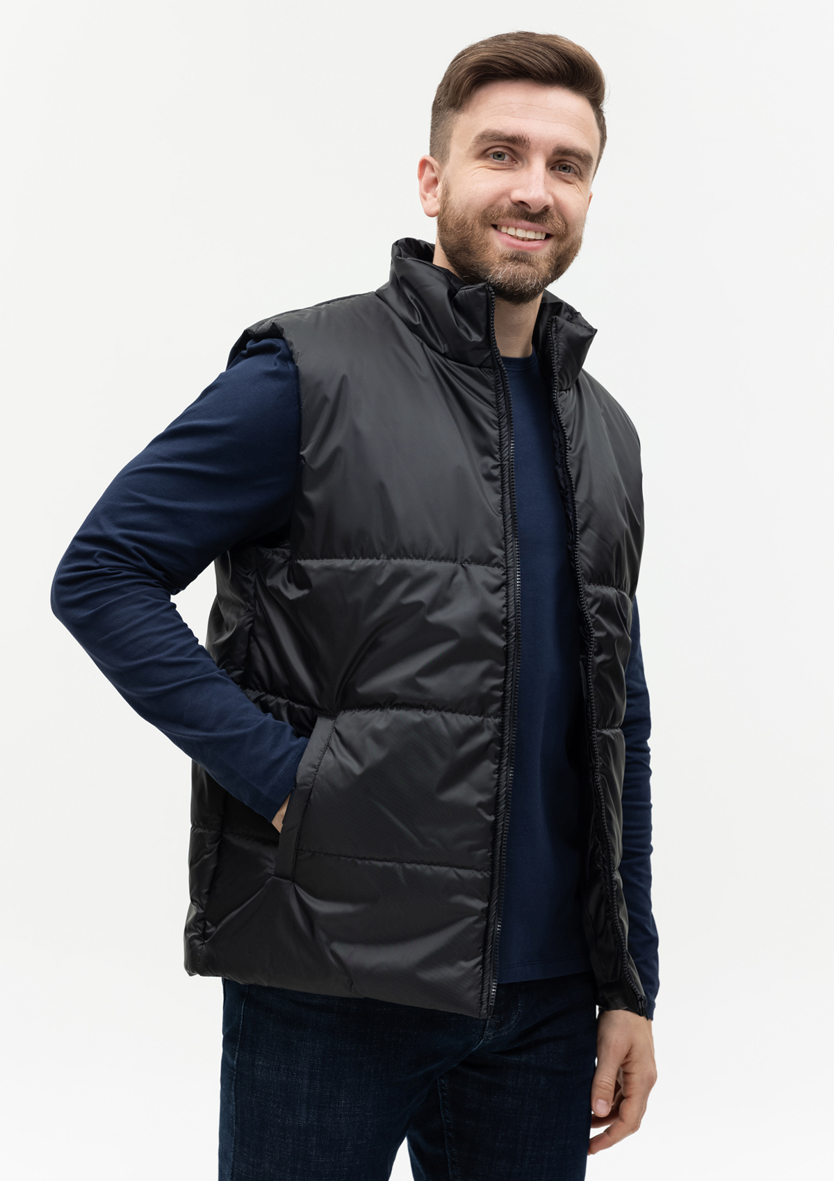 Жилет унисекс STAN утепленный таффета 210T,200, 84, Чёрный,  (20)  (54/XXL)
