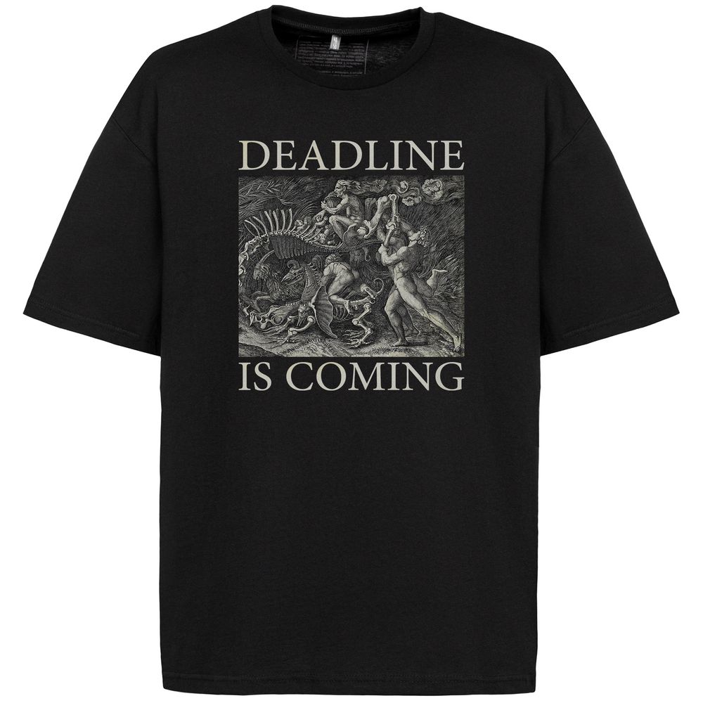 Футболка оверсайз Deadline — пример нанесения логотипа (Соль) | Print Logo
