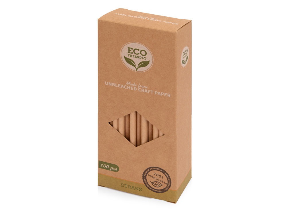 Набор крафтовых трубочек Kraft straw, 100 шт.