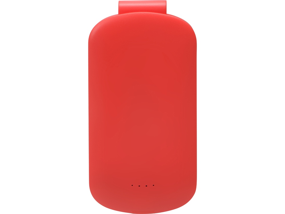 Портативное зарядное устройство Pin на 4000 mAh с большой площадью нанесения и клипом для крепления к одежде или сумке, красный