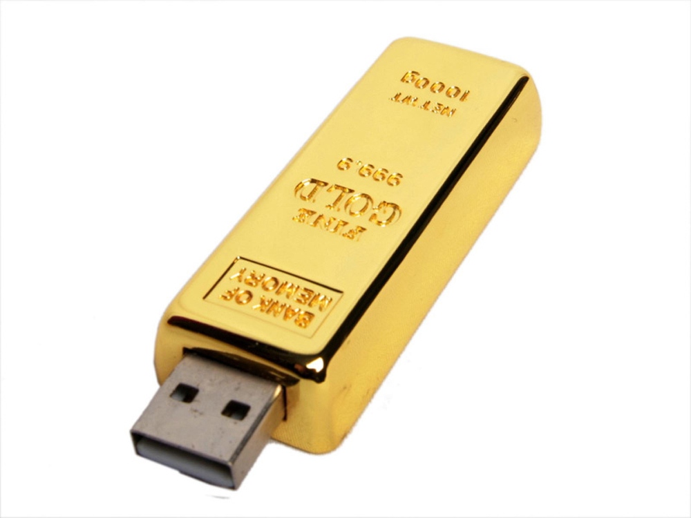 USB 2.0- флешка на 64 Гб в виде слитка золота с логотипом  | Print Logo