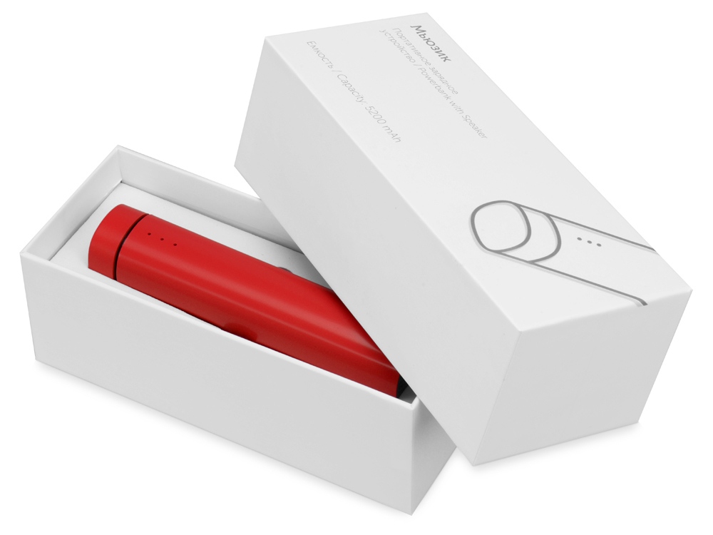 Портативное зарядное устройство Мьюзик, 5200 mAh, красный