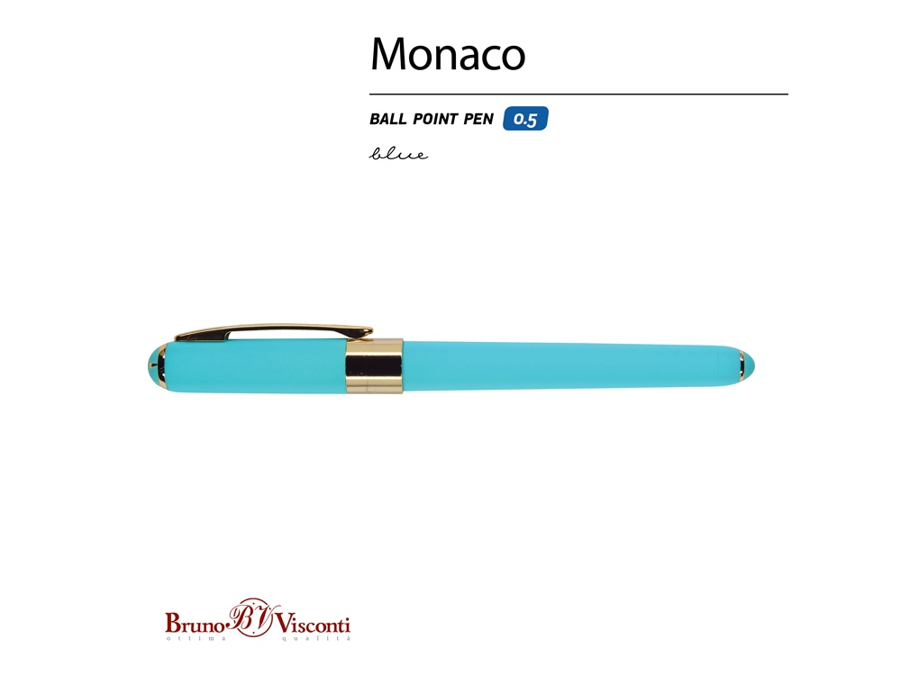 Ручка пластиковая шариковая Monaco, 0,5мм, синие чернила, небесно-голубой