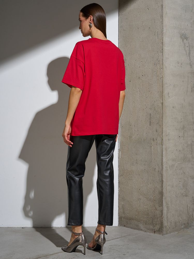 Футболка Oversize Premium, красная, размер XL