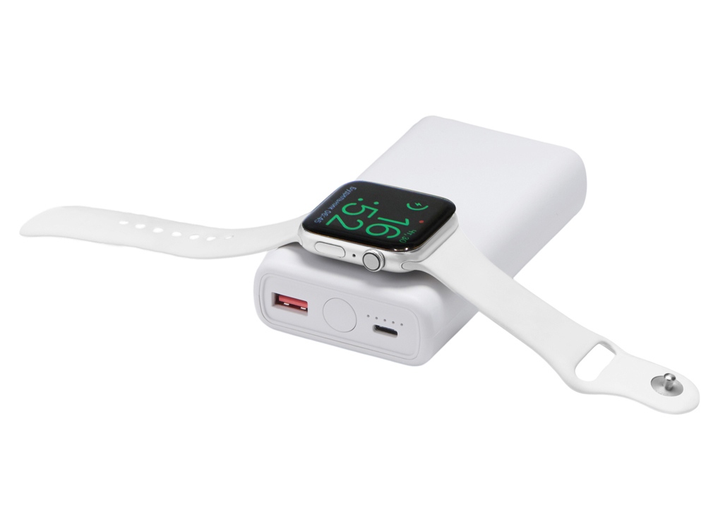 Внешний беспроводной аккумулятор 2-в-1 с функцией зарядки Apple Watch, QC/PD AtomIQ, 10000 мАч, белый
