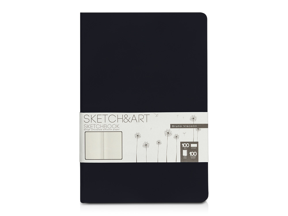 Скетчбук Sketch &amp; Art 100 г/м2, soft-touch с логотипом Bruno Visconti | Print Logo