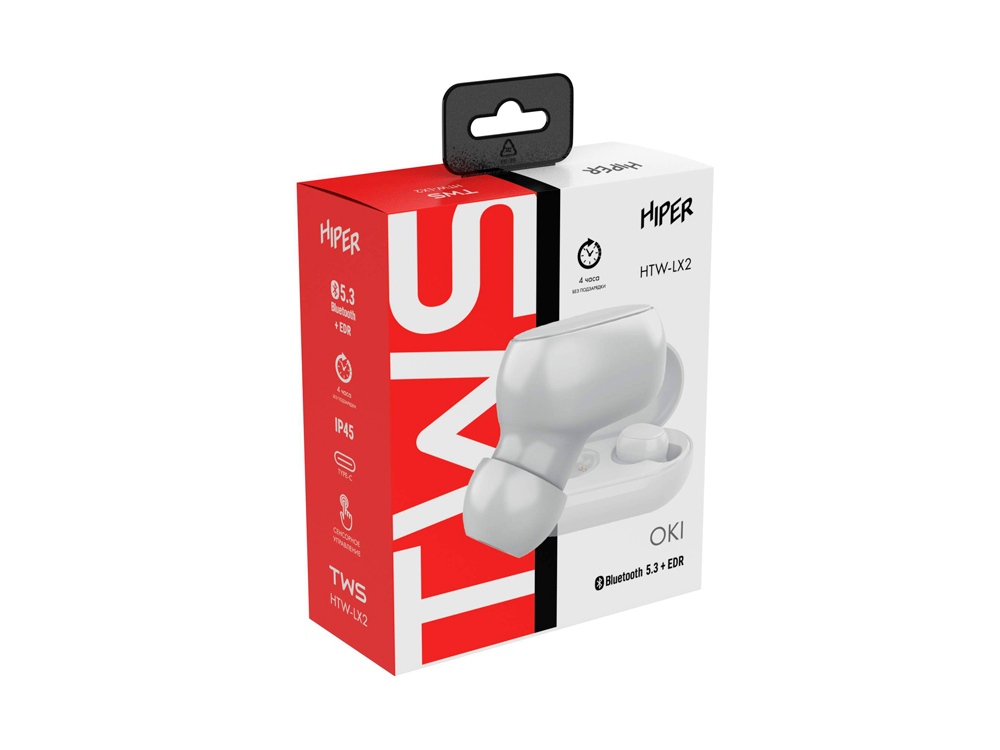Беспроводные наушники HIPER TWS OKI White (HTW-LX2) Bluetooth 5.0 гарнитура, Белый (Р)