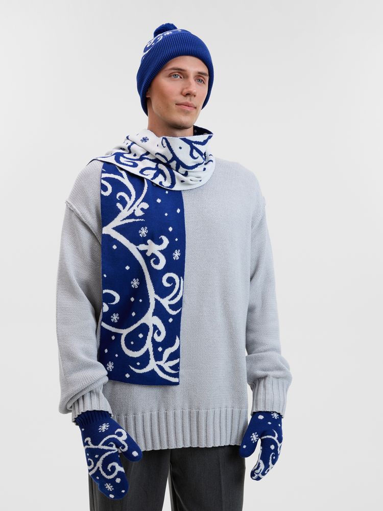 Варежки Adventino, темно-синий (кобальт) с молочным, размер L/XL