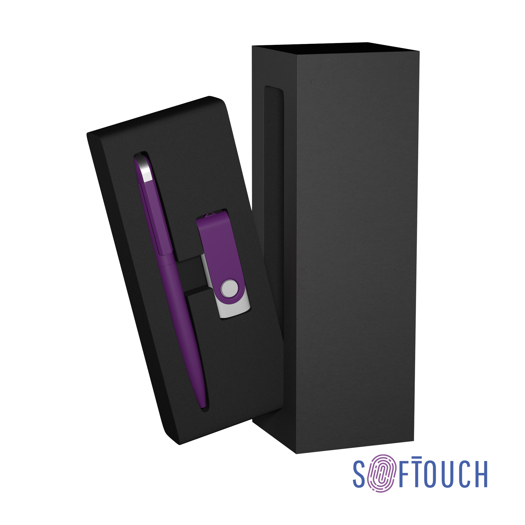 Набор ручка + флеш-карта 16 Гб в футляре, покрытие soft touch, фиолетовый