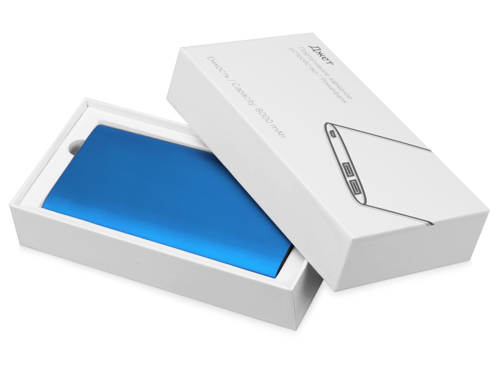 Портативное зарядное устройство Джет с 2-мя USB-портами, 8000 mAh, синий (Р)