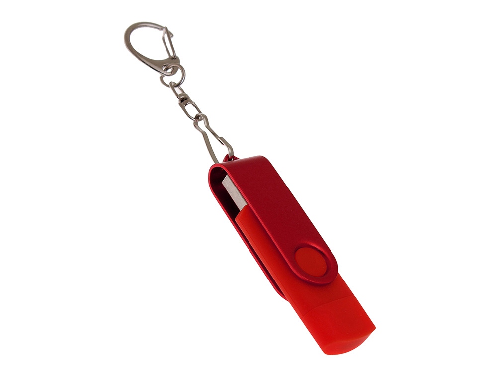 USB 2.0- флешка на 128 Гб с поворотным механизмом и дополнительным разъемом Type-C с логотипом  | Print Logo