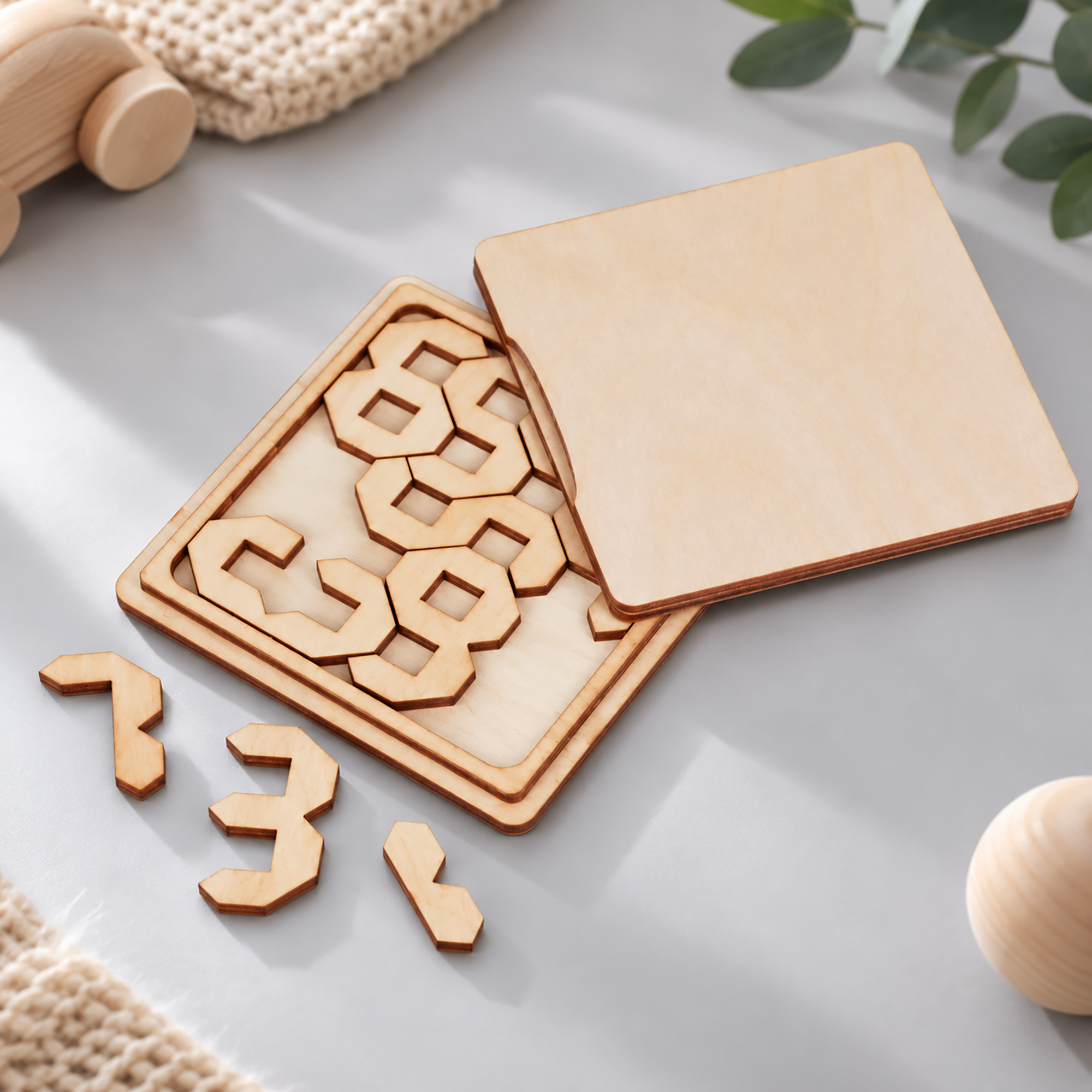 Деревянная головоломка Цифры с логотипом  | Print Logo