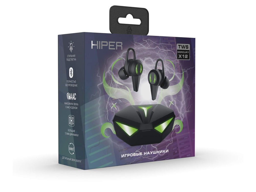 Беспроводные наушники HIPER TWS Mercury X12 (HTW-MX12) Bluetooth 5.1 гарнитура, Черный (Р)