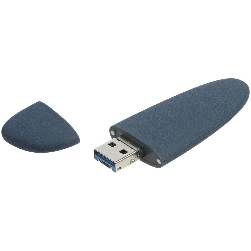 Флешка Pebble Universal, USB 3.0, серо-синяя фото на сайте Print Logo.