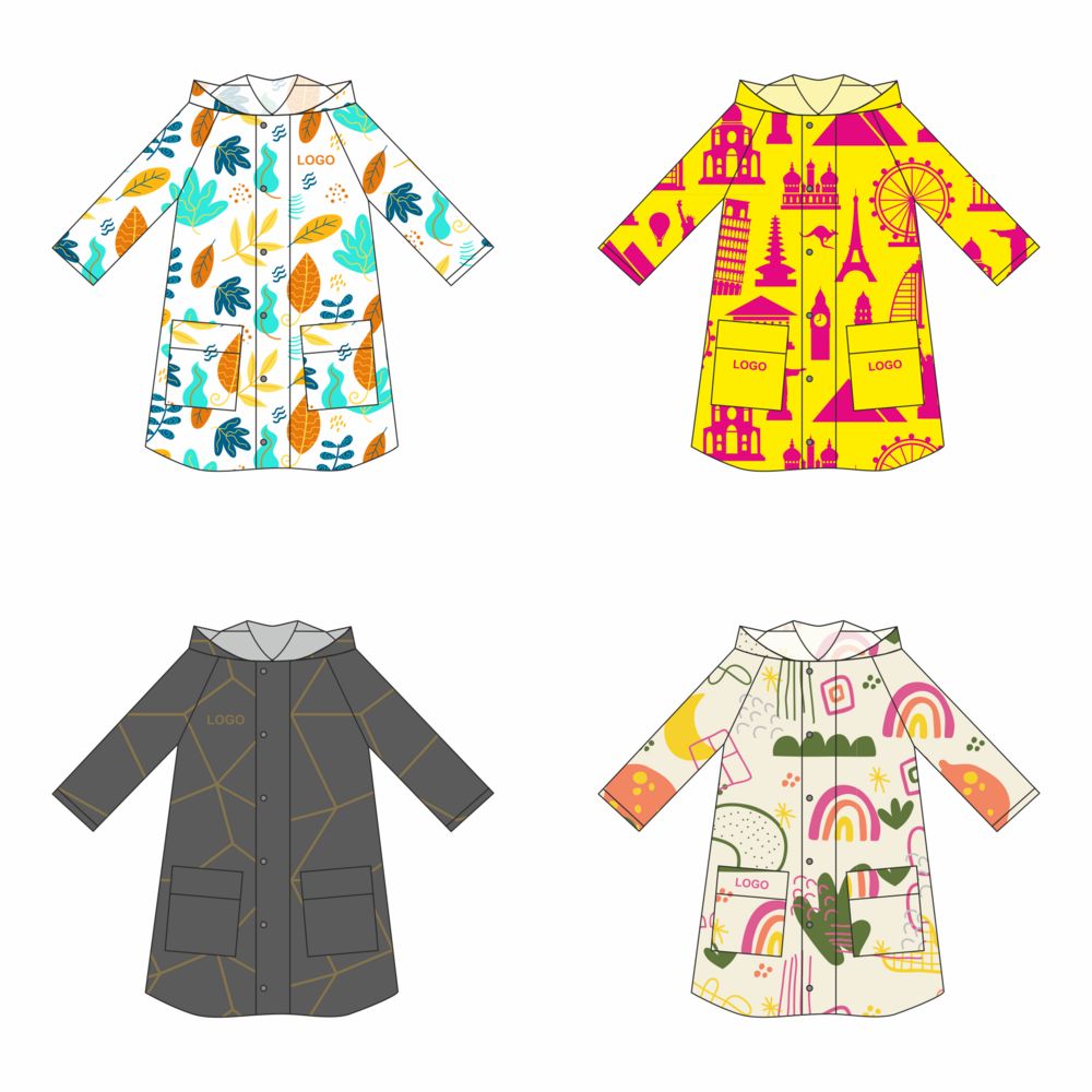 Дождевик классический RainCoat Premium на заказ, разноцветный с логотипом  | Print Logo