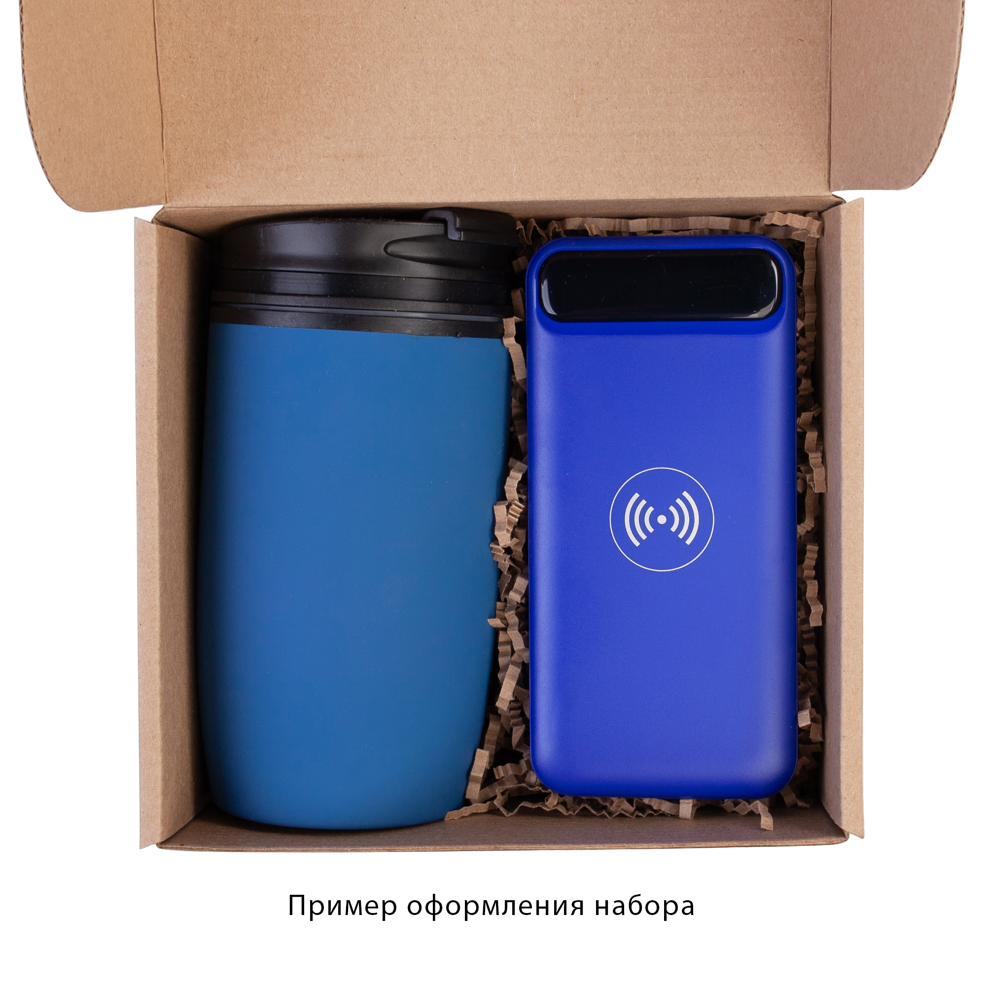 Беспроводное зарядное устройство "Quantum", 10000 mAh с цифровым индикатором заряда, синий