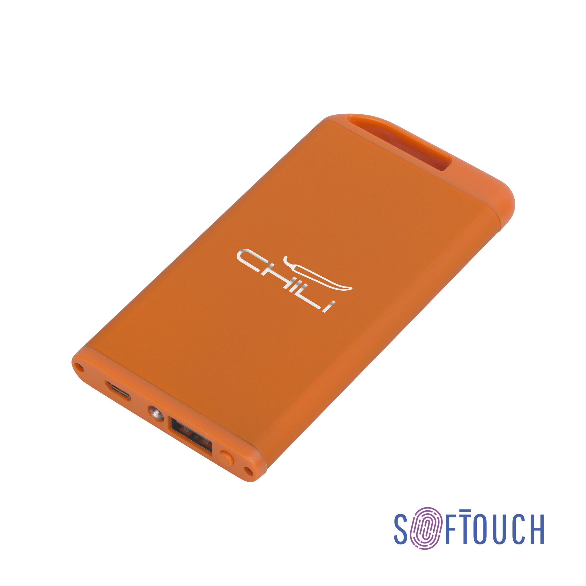 Зарядное устройство "Theta" с фонариком, 4000 mAh, покрытие soft touch, красный