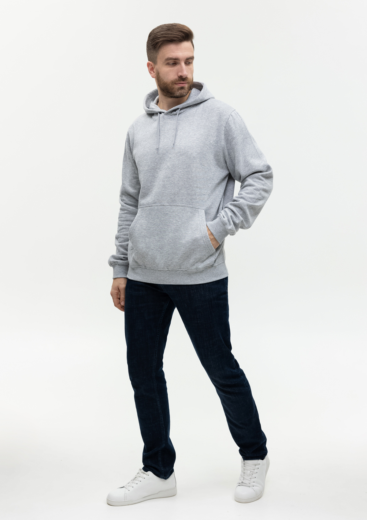 Худи унисекс STAN футер с начёсом 260, 20, Серый меланж,  (50/60)  (52/XL)