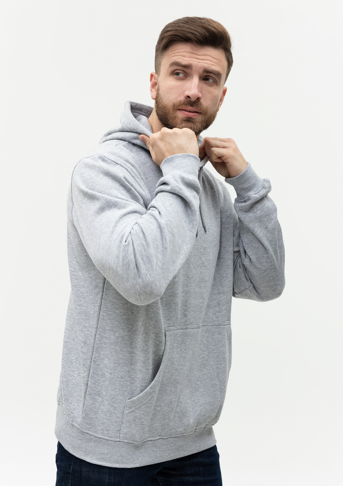 Худи унисекс STAN футер с начёсом 260, 20, Серый меланж,  (50/60)  (52/XL)