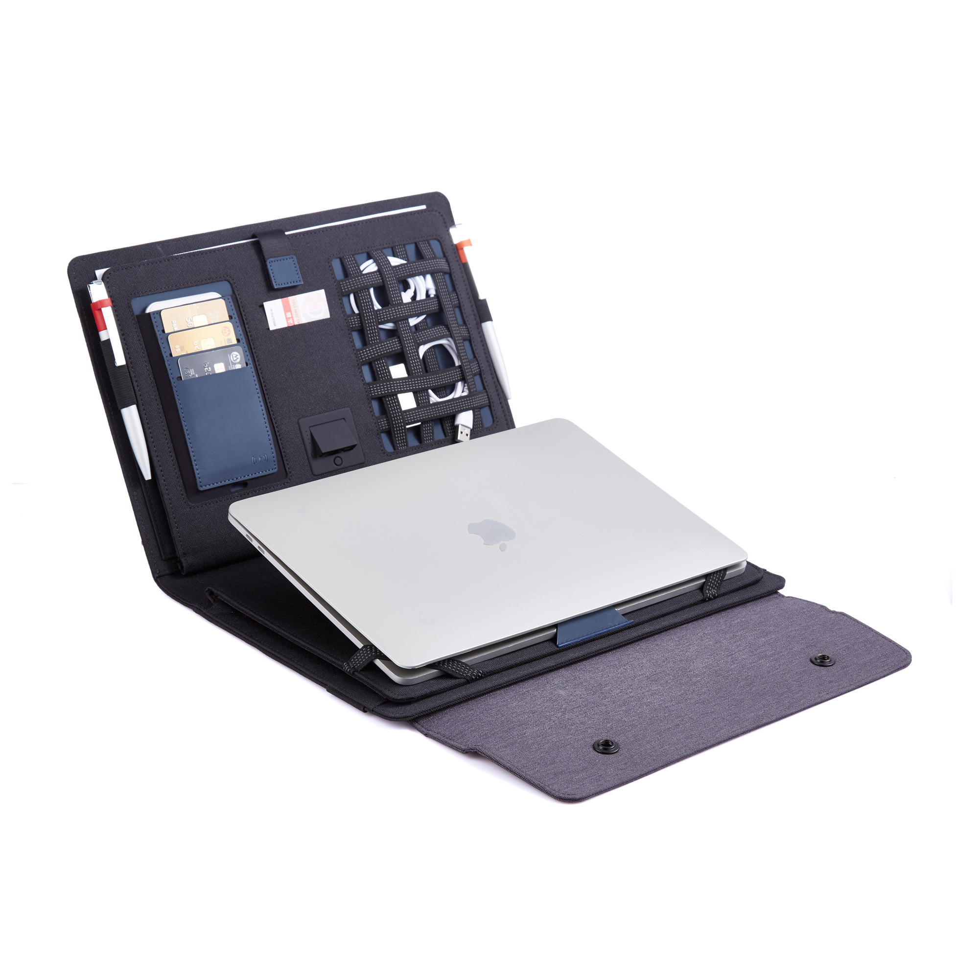 Мобильный офис с беспроводным зарядным устройством 5000 mAh, серый с черным