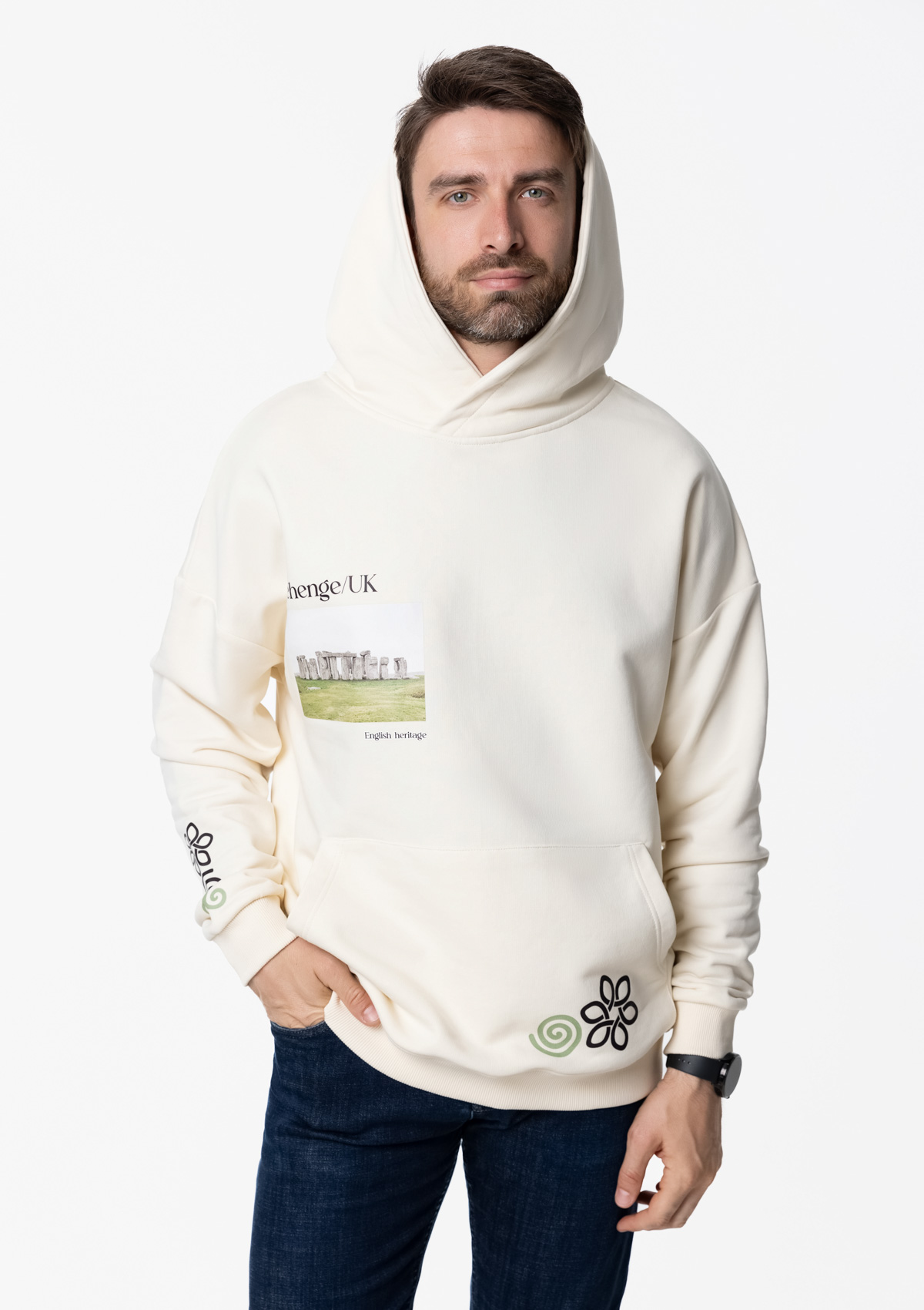Худи унисекс STAN оверсайз футер без начёса 350, 66, Молочный,  (11)  (52/XL)