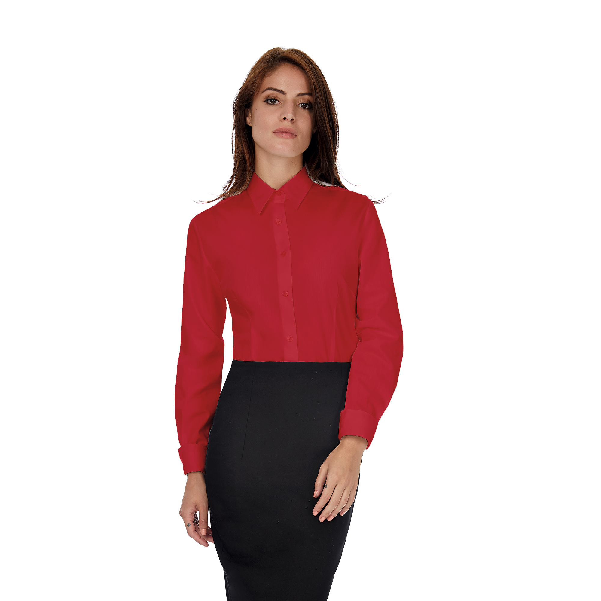 Рубашка женская с длинным рукавом Heritage LSL/women с логотипом B&amp;C | Print Logo