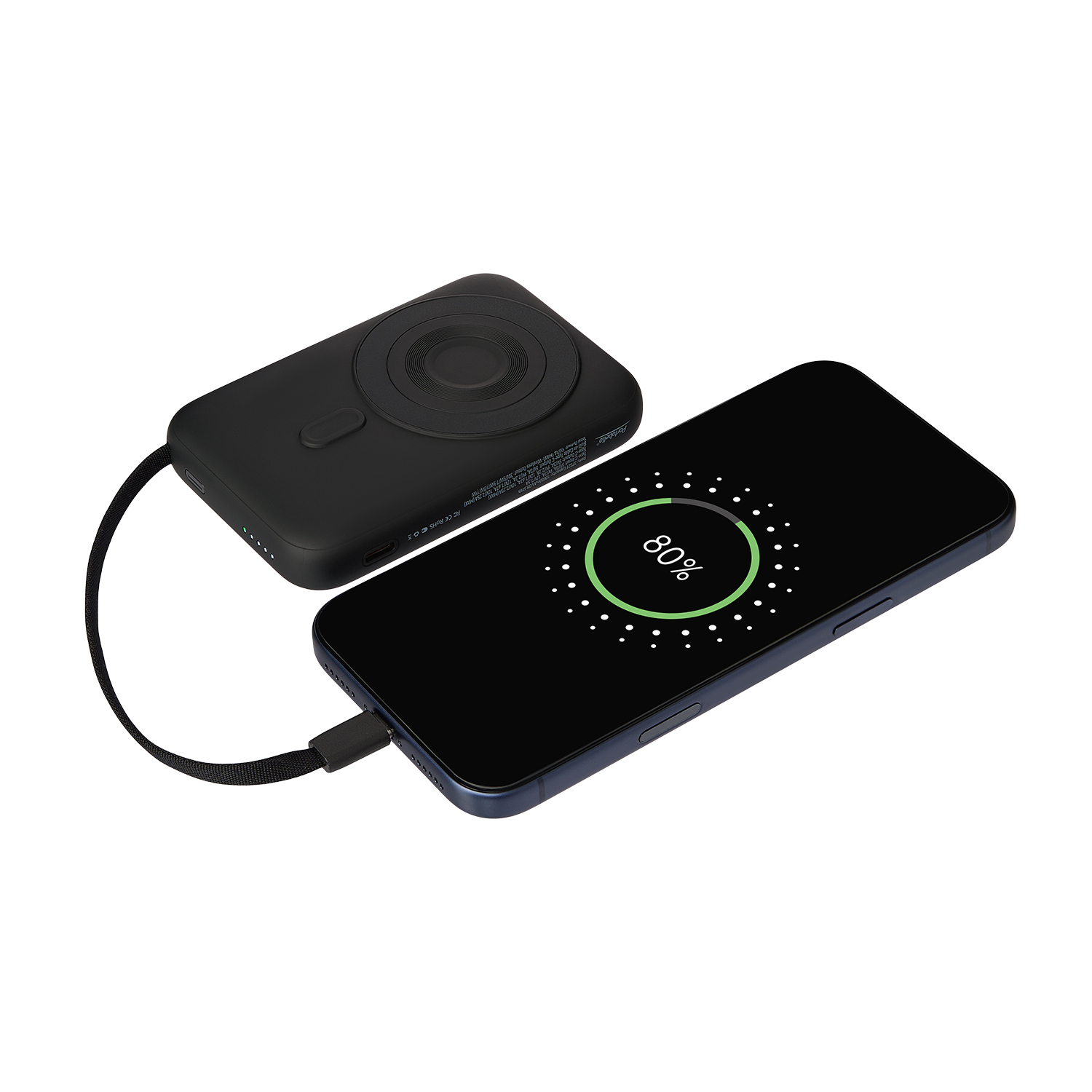 Внешний аккумулятор Комбо (Combo) 4-в-1 10000mAh с функцией беспроводной зарядки 15W, черный фото на сайте Print Logo.