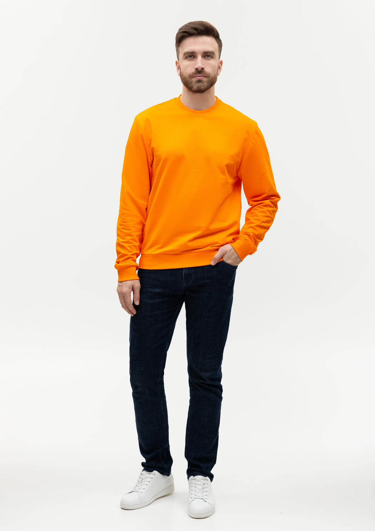 Свитшот унисекс STAN футер без начёса, 260, 63, Оранжевый,  (28/1)  (54/XXL)