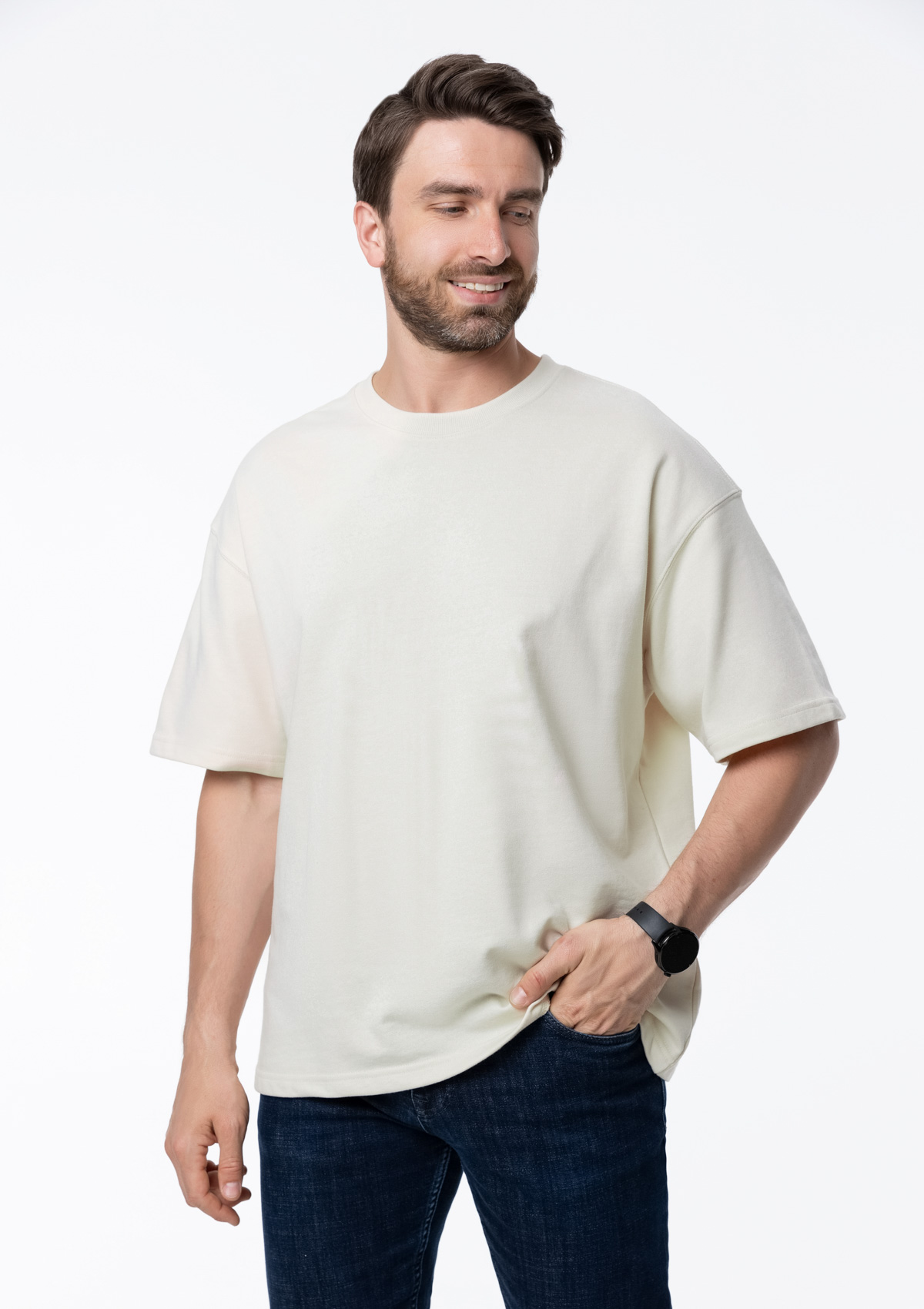 Футболка унисекс оверсайз STAN хлопок/полиэстер 260, 40, Молочный,  (11)  (44/XS)