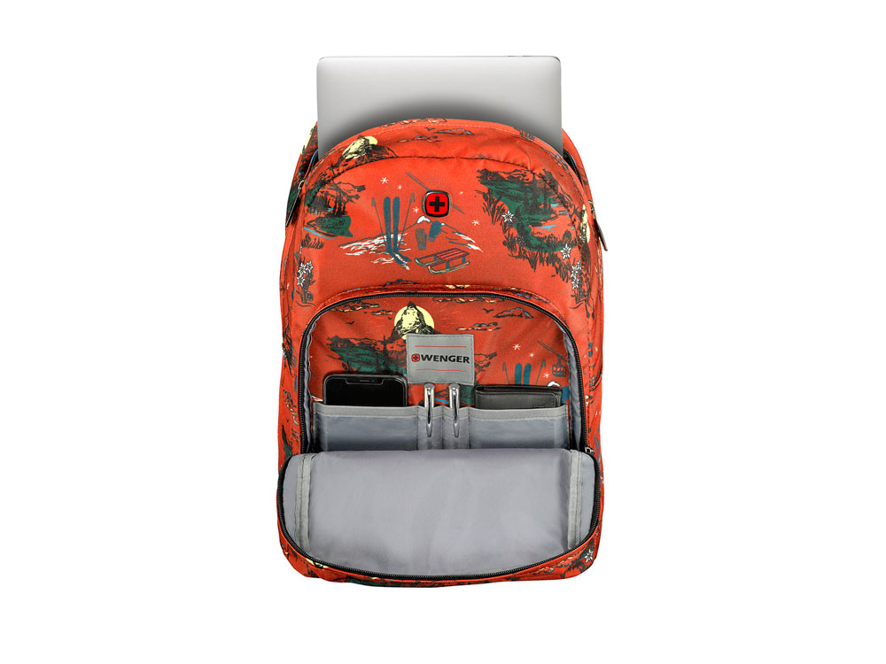 Рюкзак Crango WENGER 16'', кирпичный с рисунком Альпы, полиэстер, 31x17x46 см, 24 л